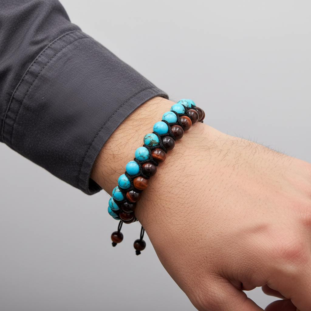 Calm Meets Courage: Turquoise & Red Tiger Eye Balance Bracelet