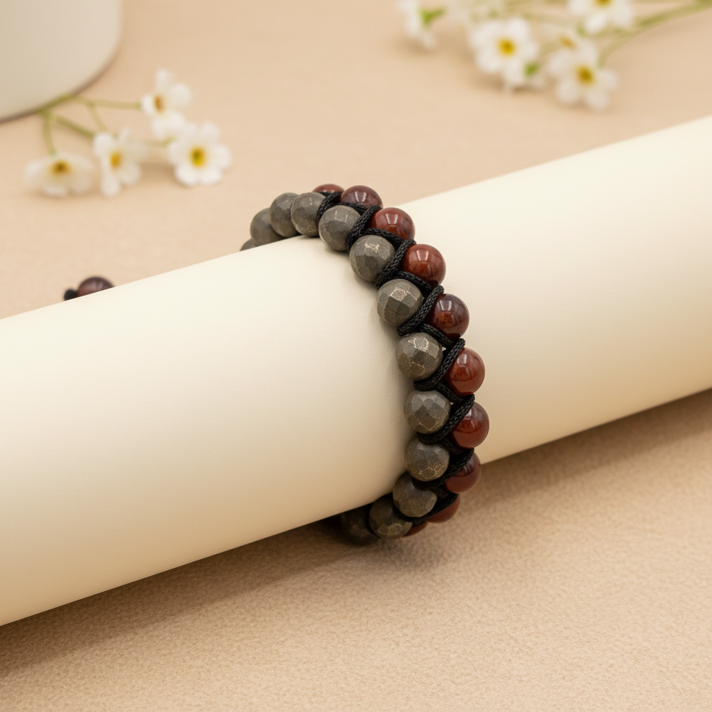 Shield & Strength Pyrite Red Tiger Eye Double Layer Bracelet