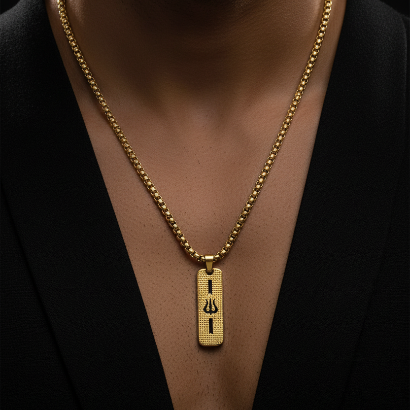Golden Trishul Necklace for Strength and Protection