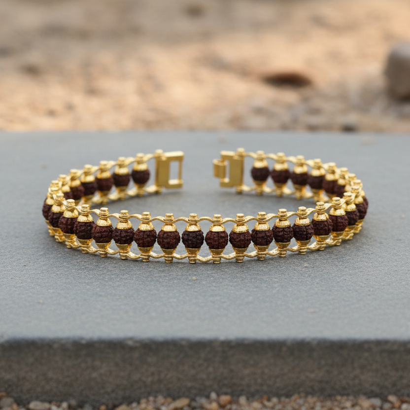 Golden Rudraksha Core Bracelet – Power Rooted in Calm