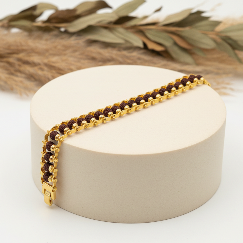 Golden Rudraksha Core Bracelet – Power Rooted in Calm