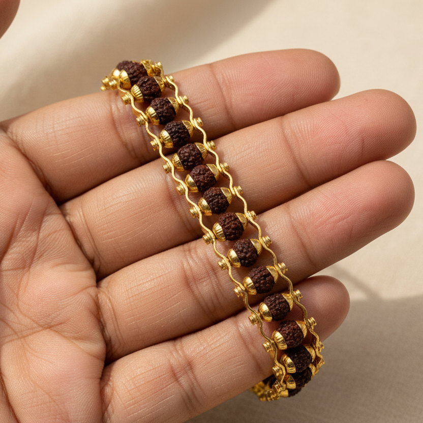Golden Rudraksha Core Bracelet – Power Rooted in Calm