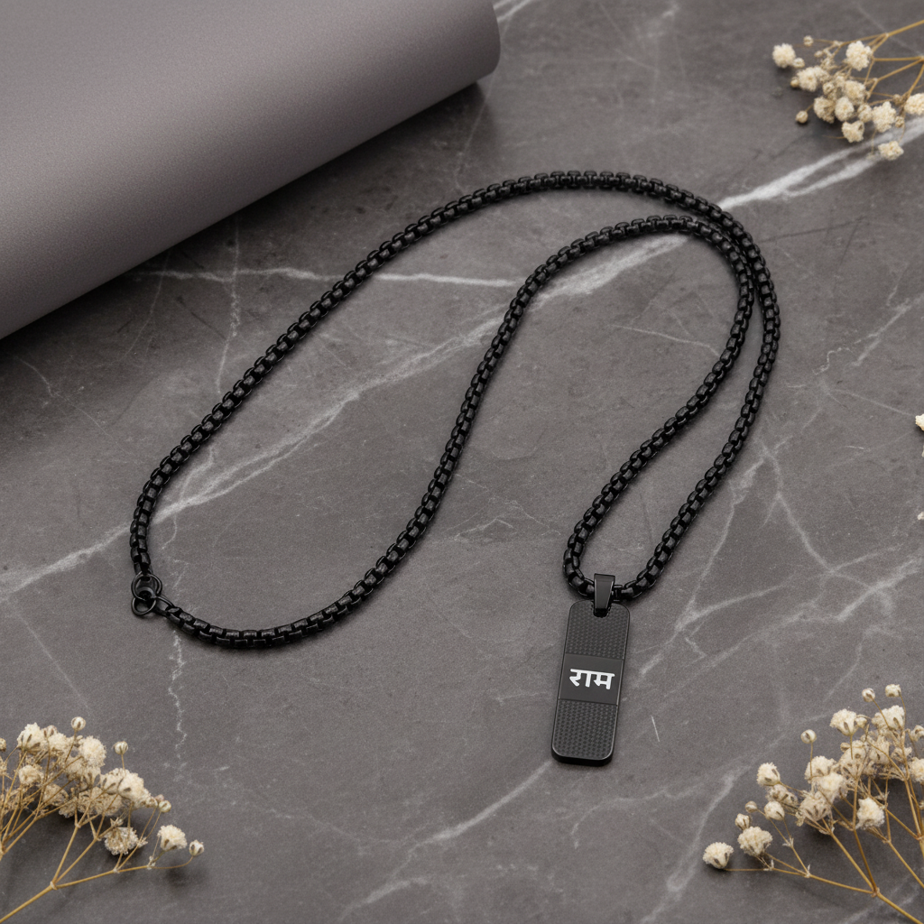 Ram Black Pendant Necklace – Power in Every Step