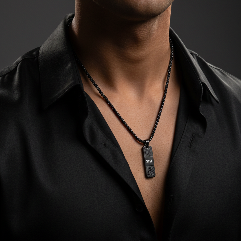 Ram Black Pendant Necklace – Power in Every Step