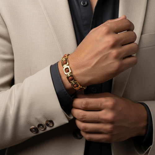 Golden Rudraksha Energy Bracelet – Balance with Every Step