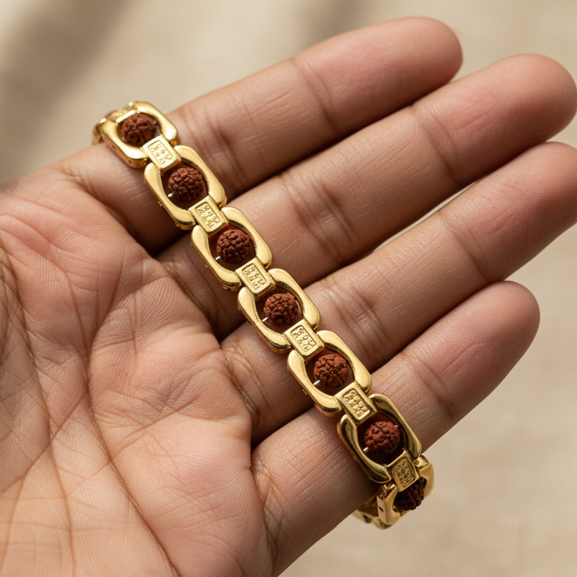Golden Rudraksha Energy Bracelet – Balance with Every Step