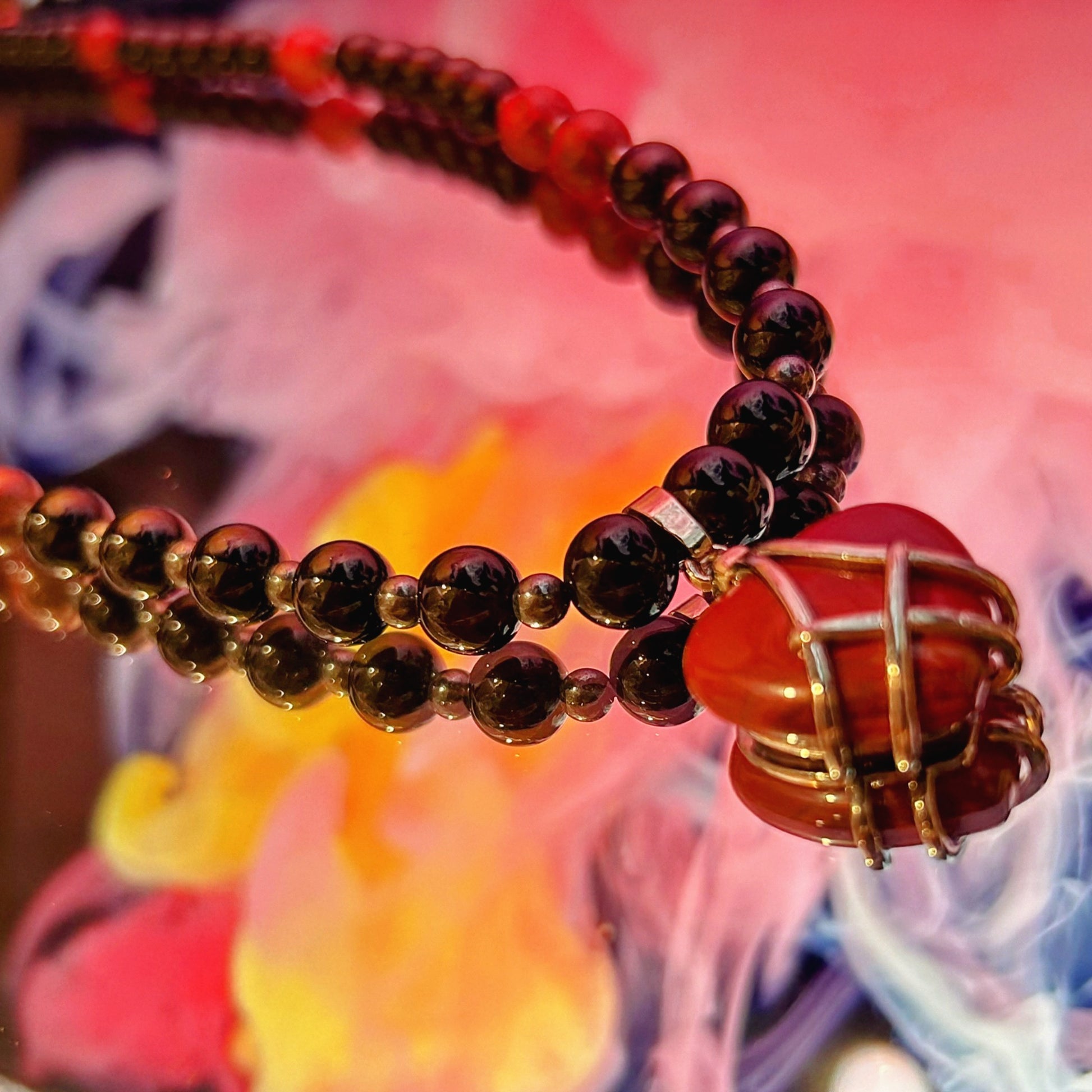 Shielded Heart: Red Jasper & Black Agate Grounding Necklace