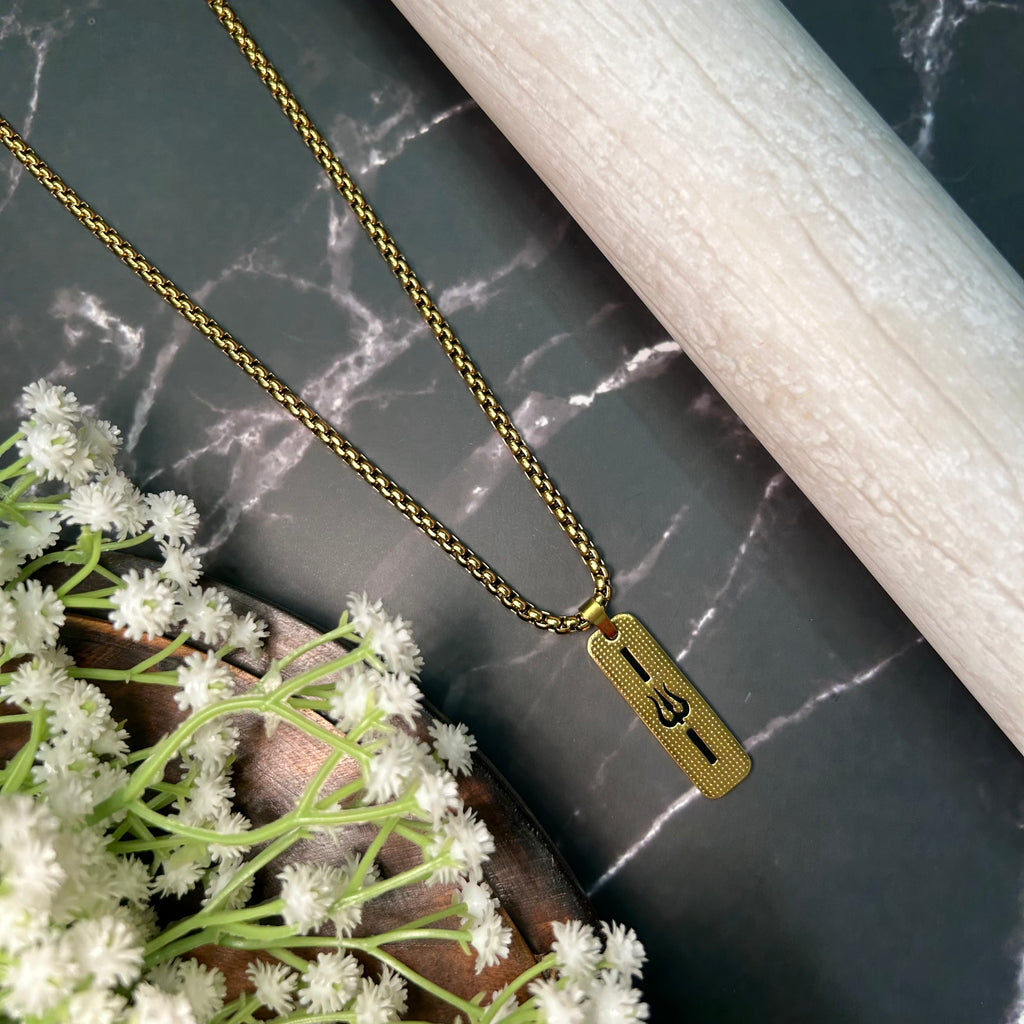 Golden Trishul Necklace for Strength and Protection