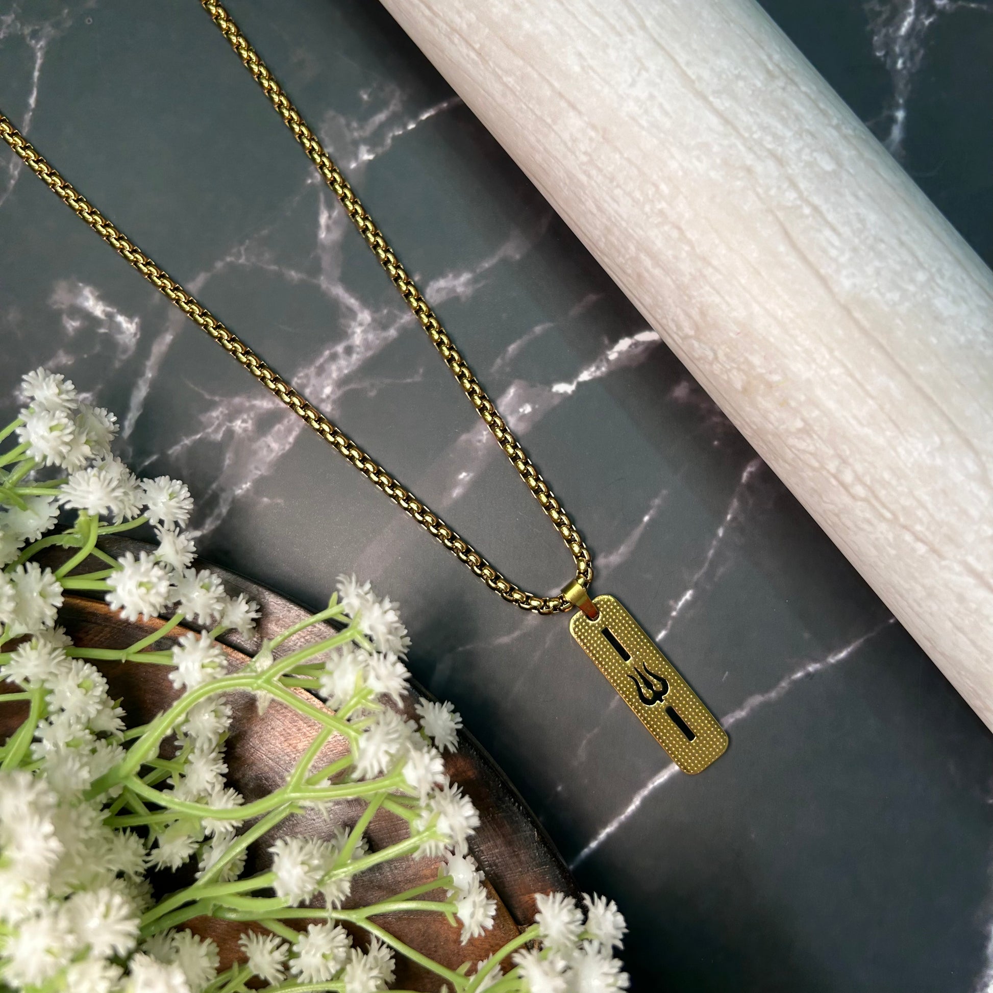 Golden Trishul Necklace for Strength and Protection
