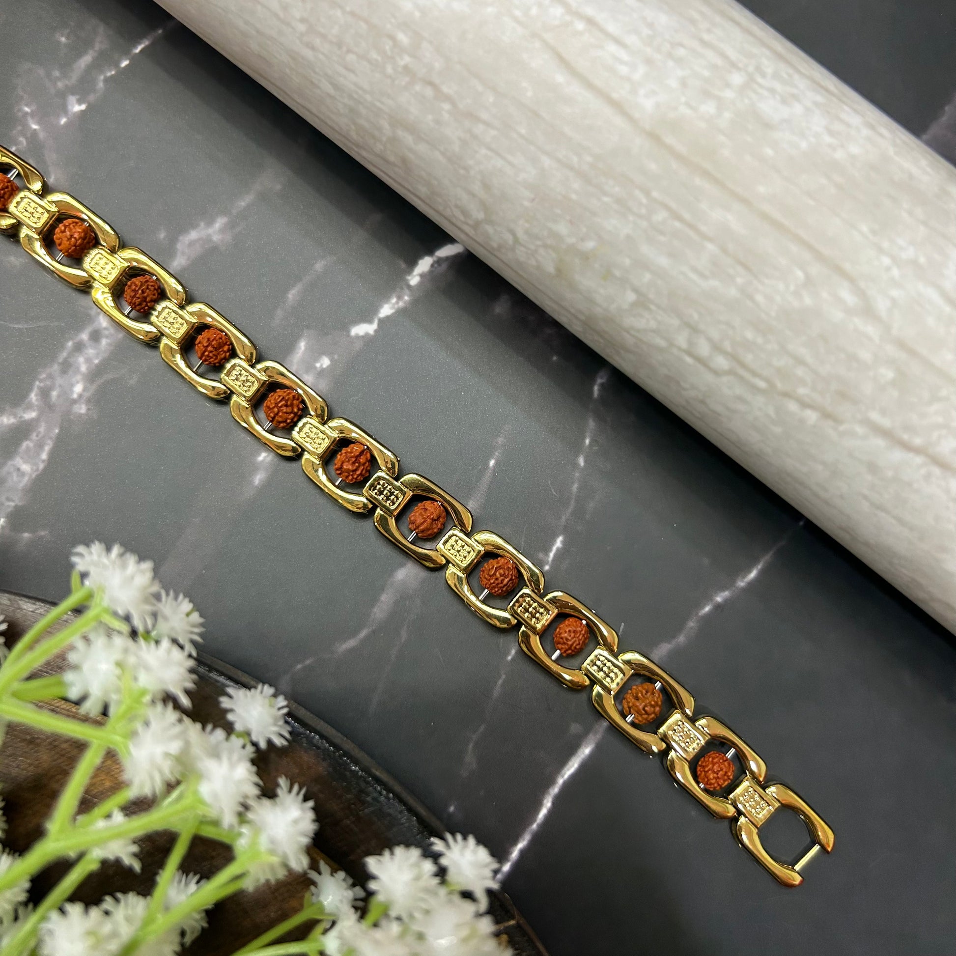 Golden Rudraksha Energy Bracelet – Balance with Every Step