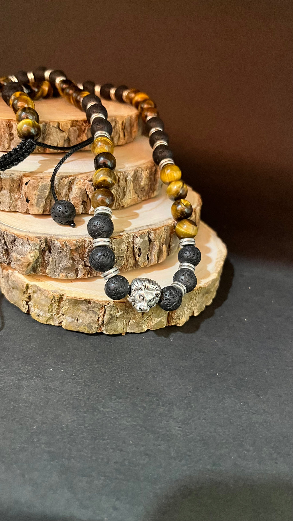Inner Fire: Lava & Tiger Eye Strength Necklace with Tiger Charm