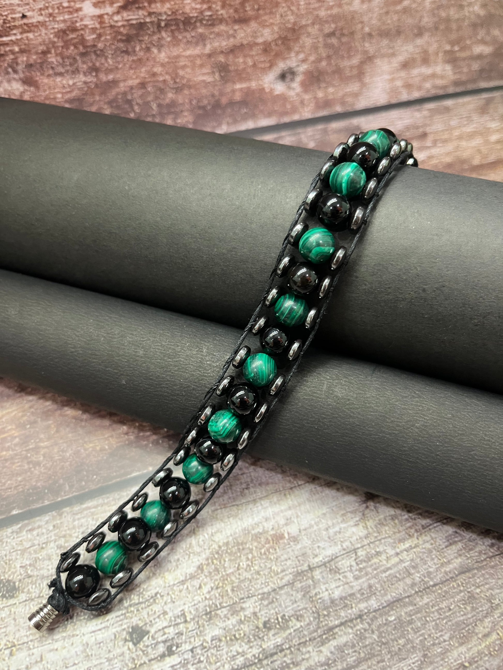 The Grounded Clarity Band - Malachite & Black Agate Bracelet