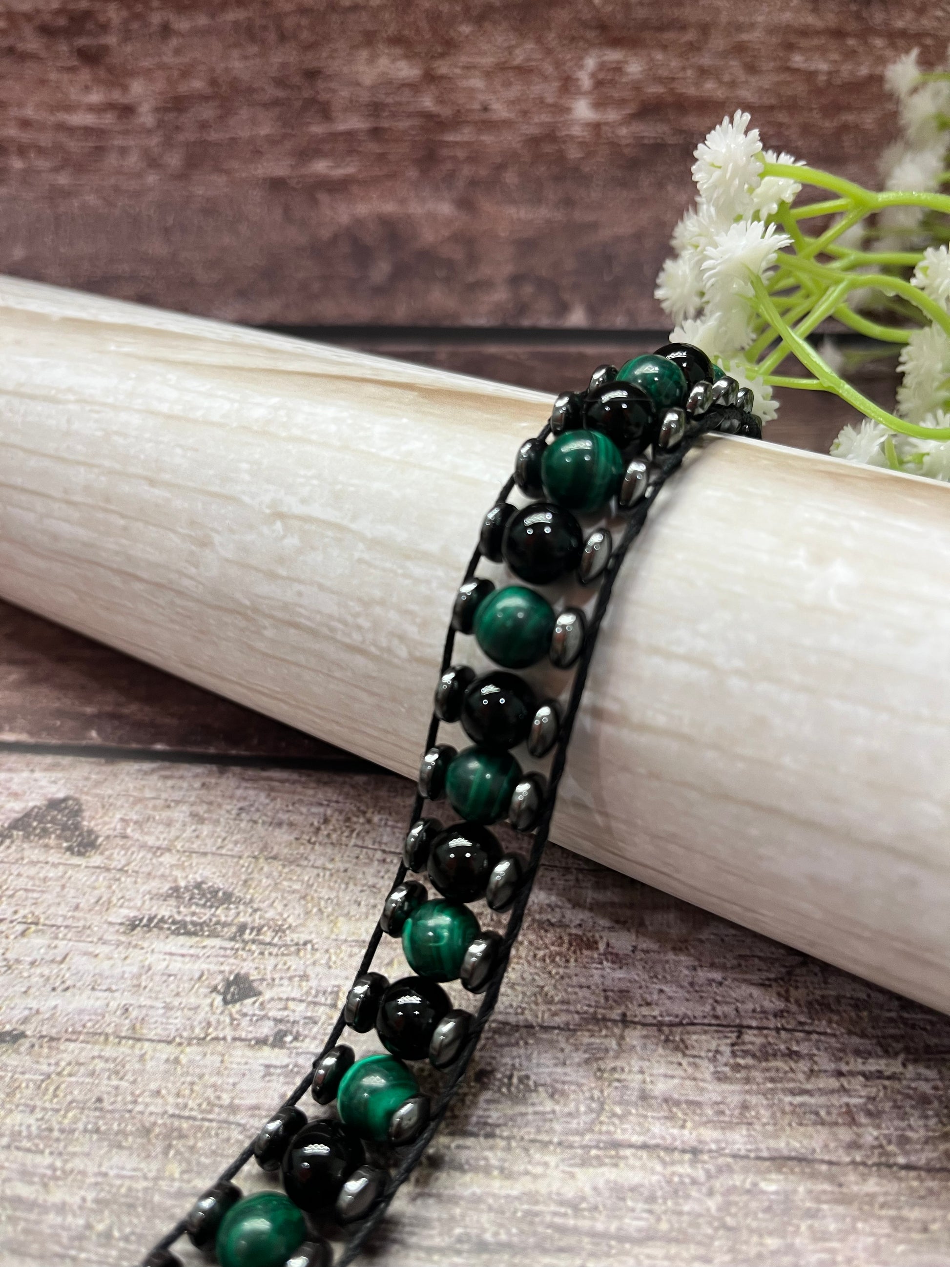 The Grounded Clarity Band - Malachite & Black Agate Bracelet