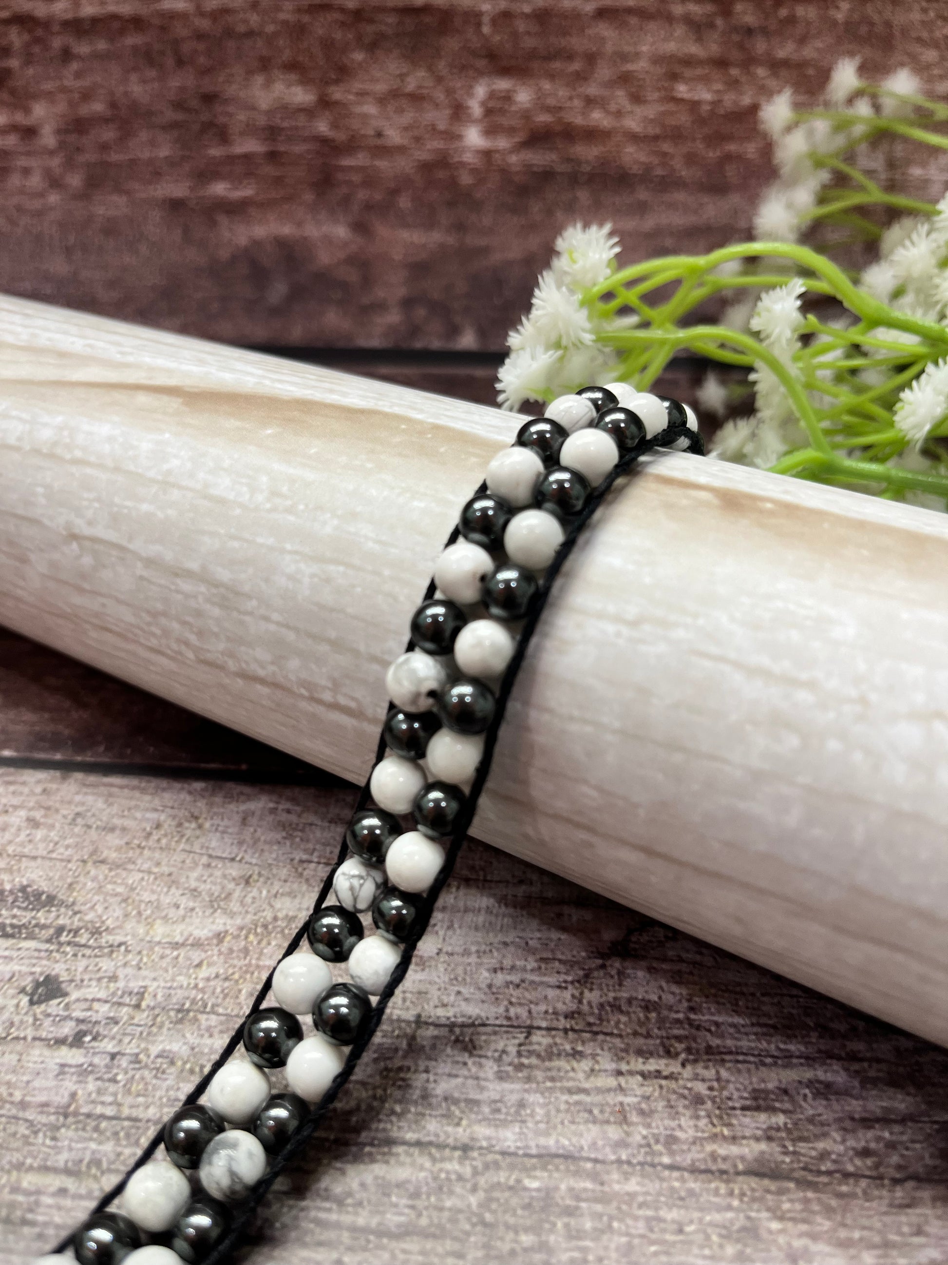 Mind Shield | White Howlite x Hematite Dual-Layer Bracelet