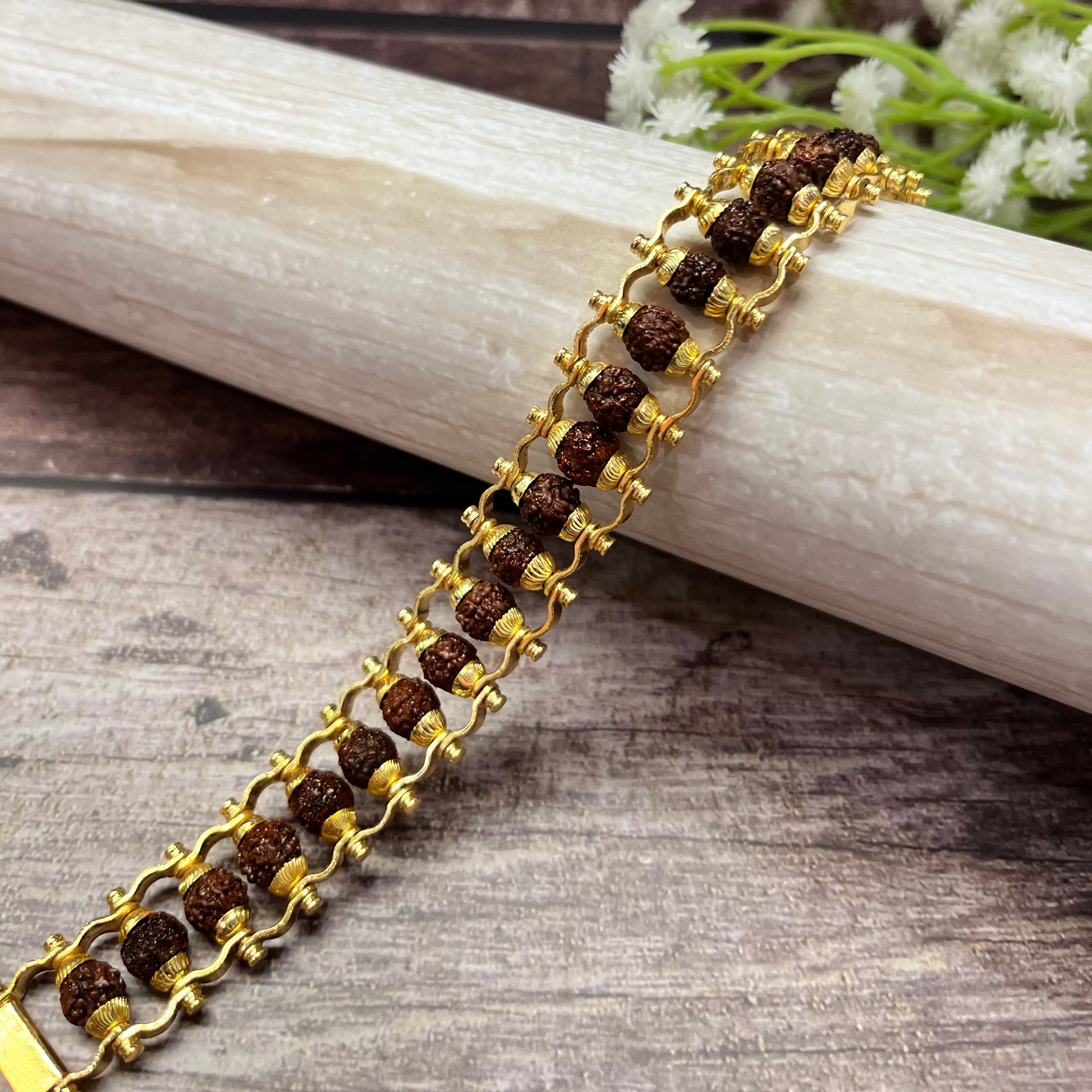 Golden Rudraksha Core Bracelet – Power Rooted in Calm
