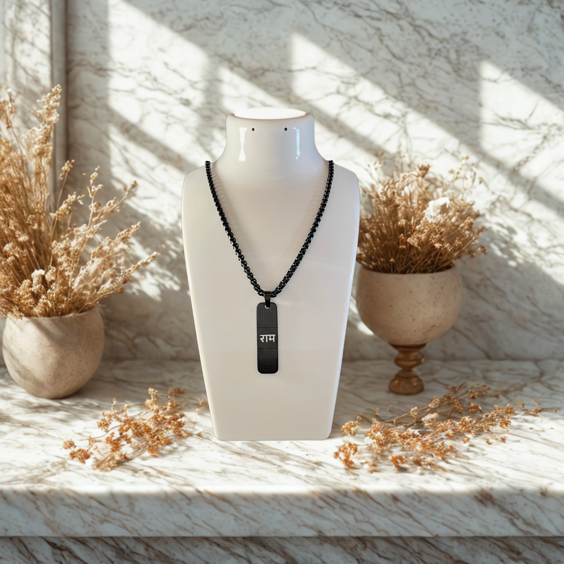 Ram Black Pendant Necklace – Power in Every Step