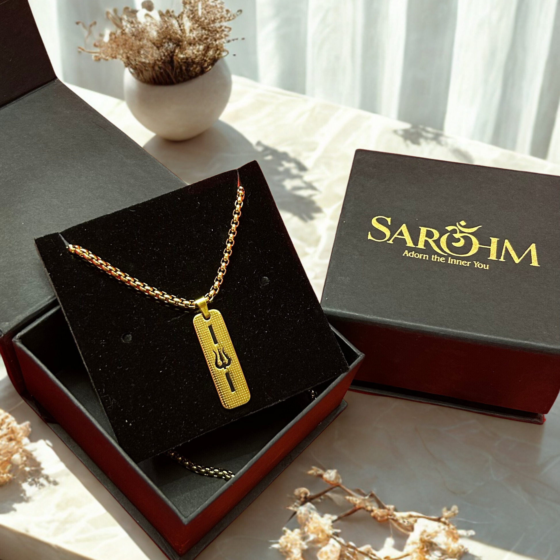 Golden Trishul Necklace for Strength and Protection