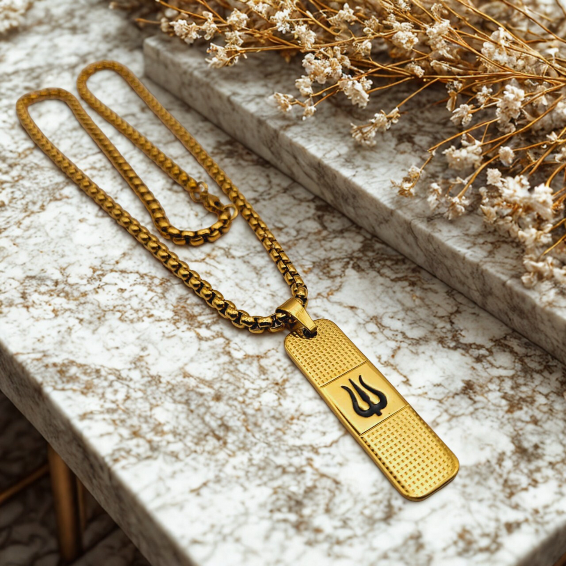 Golden Trishul Necklace for Strength and Protection
