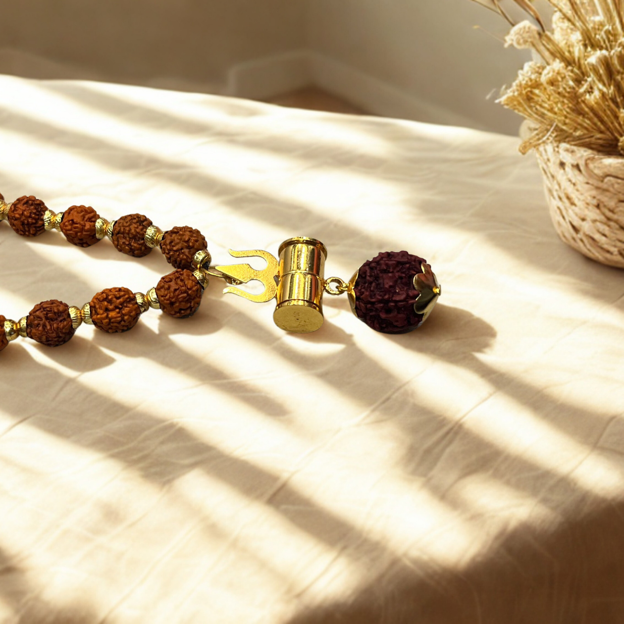 Divine Energy: Rudraksha Mala with Trishul & Damru Pendant