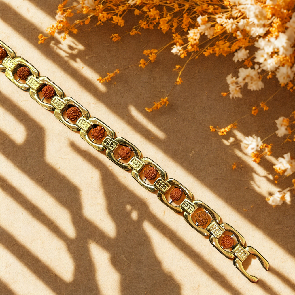 Golden Rudraksha Energy Bracelet – Balance with Every Step