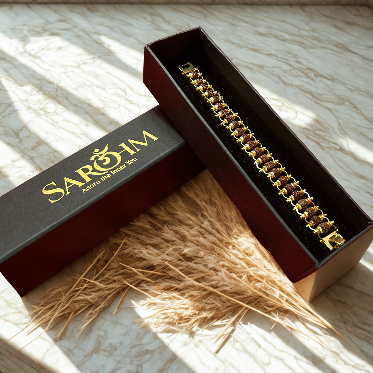 Golden Rudraksha Core Bracelet – Power Rooted in Calm