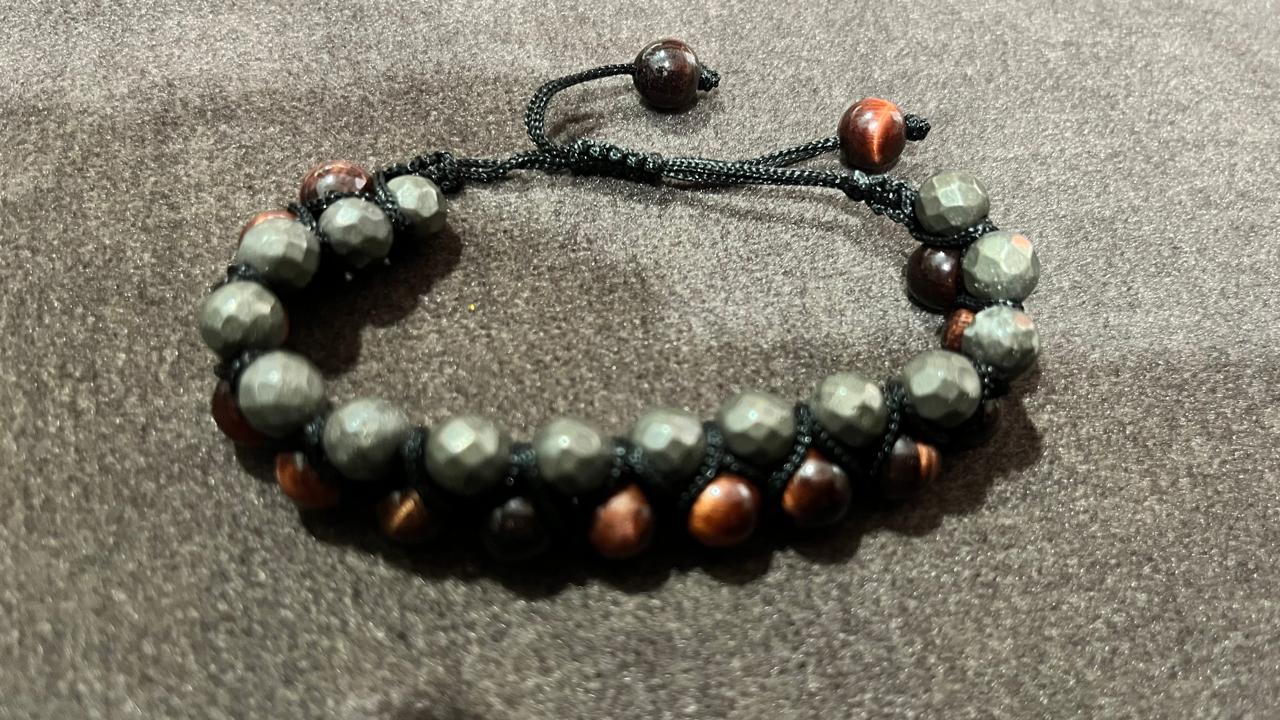 Shield & Strength Pyrite Red Tiger Eye Double Layer Bracelet